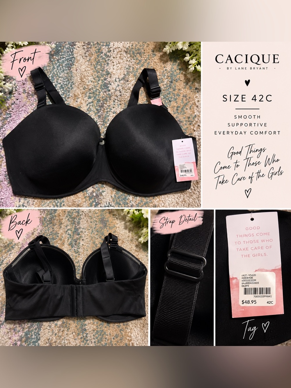 🖤 Cacique Black Bra — NWT — Size 42C